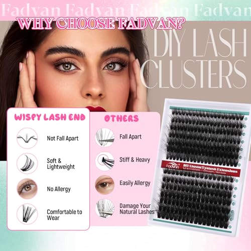 FADVAN 280Pcs Wispy Lash Clusters Mixed D-Curl DIY Eyelash Extensions