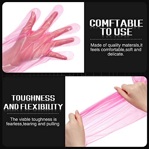 Patelai 50-Pack Disposable Shoulder-Length Field Dressing Gloves - Pink