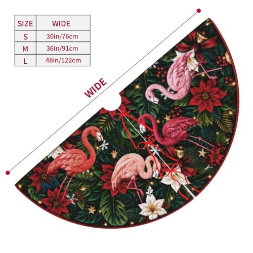 Christmas Tree Skirt 36 Inch with Flamingo Design - Medium, Not Quilted