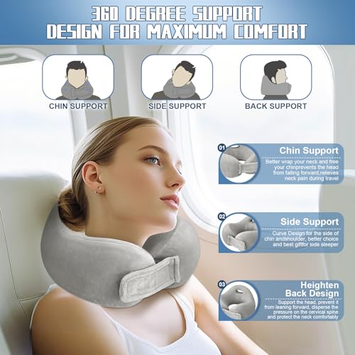 Memory Foam Travel Neck Pillow with 360° Support – Yincook