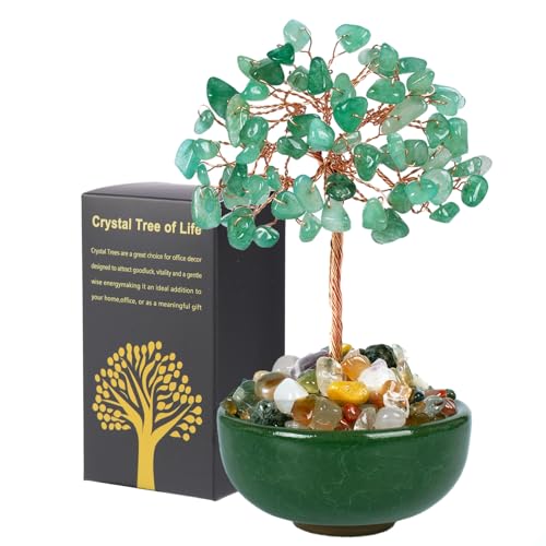 QLRSUXN Green Aventurine Tree of Life Crystal Decor - Money & Feng Shui Gift