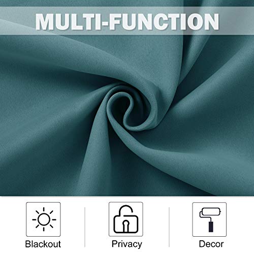 NICETOWN Blackout Curtains - 42"W x 36"L Grommet Panels, Sea Teal (Set of 2)
