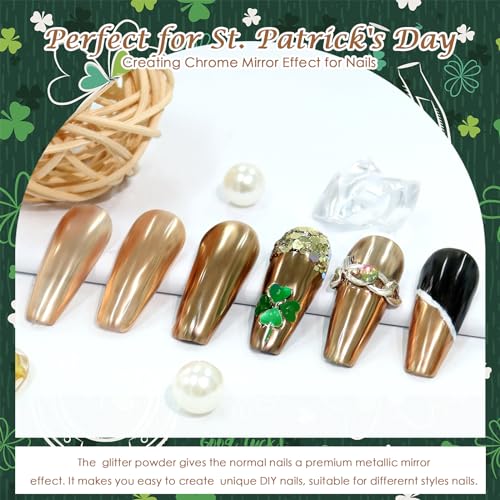 Laza Chrome Nail Powder Mirror Effect Metallic Dust Milky Brown