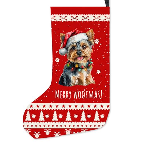 Yorkshire Terrier Christmas Stocking Dog Gift with Hanging Rope - Festive Holiday Decor