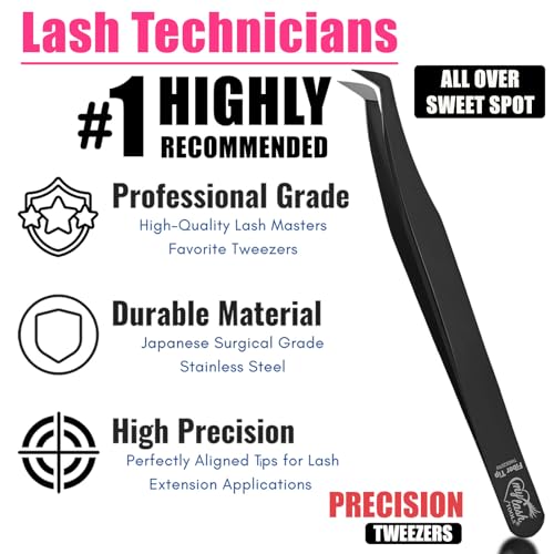 Fiber Tip Lash Tweezers for Eyelash Extensions - Stainless Steel