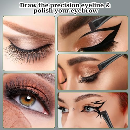 5-Pack Angled Eyeliner and Eyebrow Brushes with Wood Handles