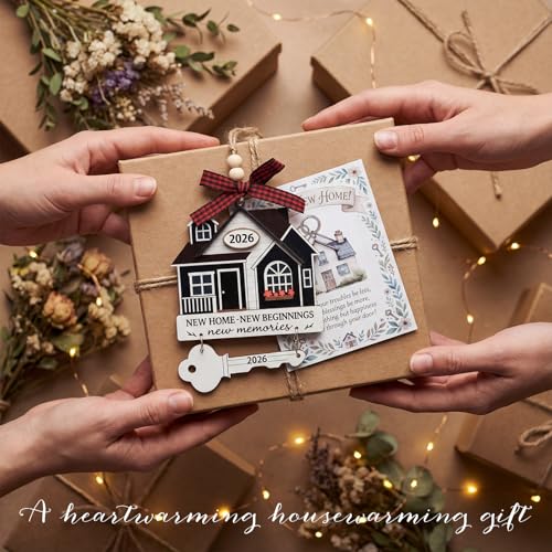 2026 New Home Ornament with Greeting Card - Handcrafted Wooden Keepsake