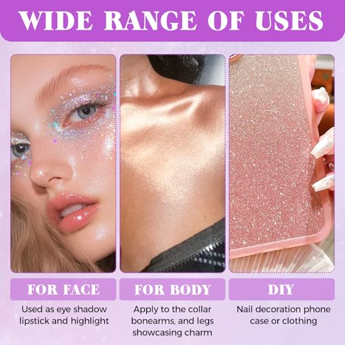 Eveellyn Holographic Body Glitter Gel Gold Roll-On Shimmer Sequins