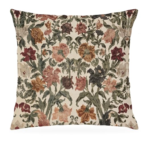 Dark Botanical 01 Vintage Floral Throw Pillow Cover 18x18