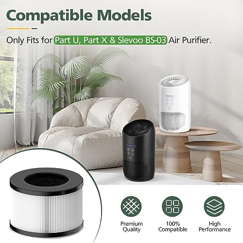 BS-03 HEPA Replacement Filter for PARTU and Slevoo Air Purifier - 1 Pack