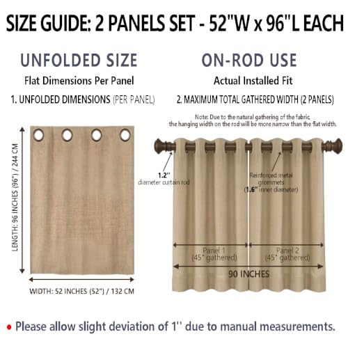 Feelyou Blackout Curtains Set - 2 Panels 52 x 96 Inch, Silver Gray Variation