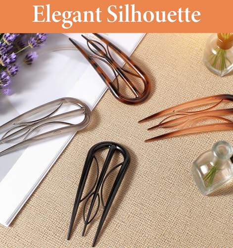 Thrymme 4-Inch U Shaped French Hair Pins - 4Pcs Non Slip Grip Teeth