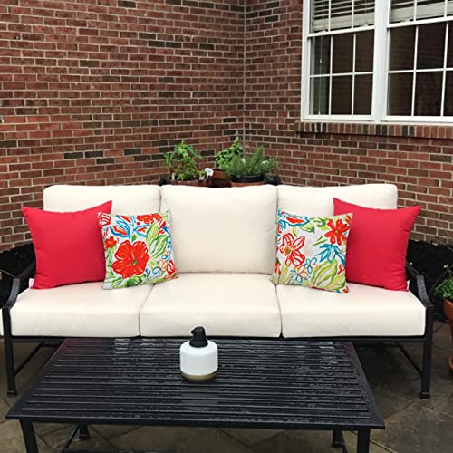 Merrycolor Pack of 2 Floral Outdoor Pillow Covers 18x18 Waterproof