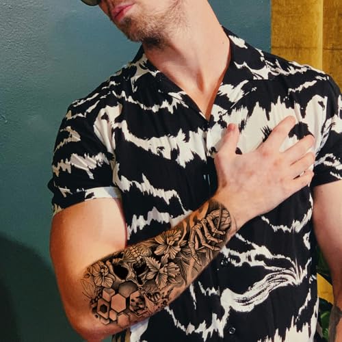 Briyhose Pirate Skull Temporary Tattoo - Realistic Large Half Arm Sleeve