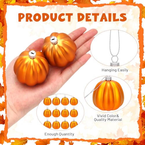 12 Orange Pumpkin Hanging Ornaments for Fall & Halloween Decor