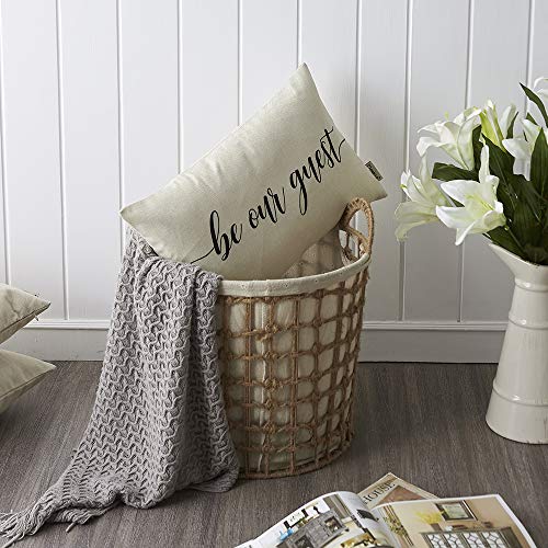 Meekio Rustic Farmhouse Pillow Cover with 'Be Our Guest' Quote - 12" x 20"