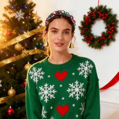 Esitrormi Christmas Pearl Knotted Headband - Green Wide Hairband
