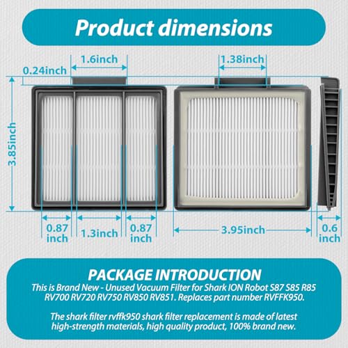3-Pack HEPA Filters for Shark RV1001AE, RV1001, RV1101ARUS Vacuums