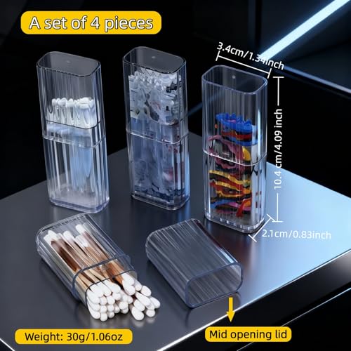 Clear Mini Storage Boxes 4-Pack, Transparent Travel Organizers for Q-Tips and Small Essentials
