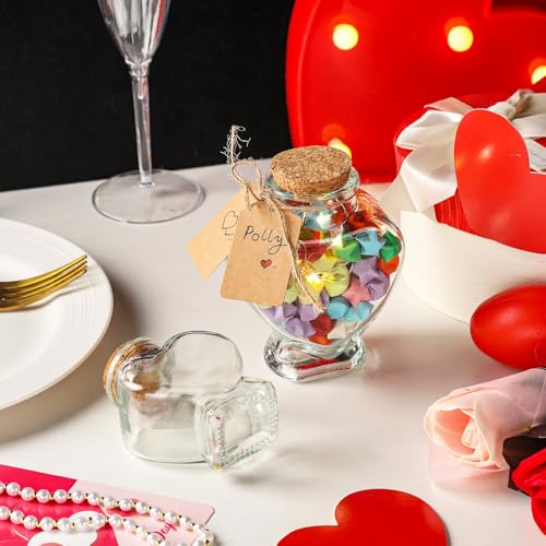 WHJY Heart-Shaped Glass Jars with Cork Lids - 3oz Decorative Containers (2 Pack)