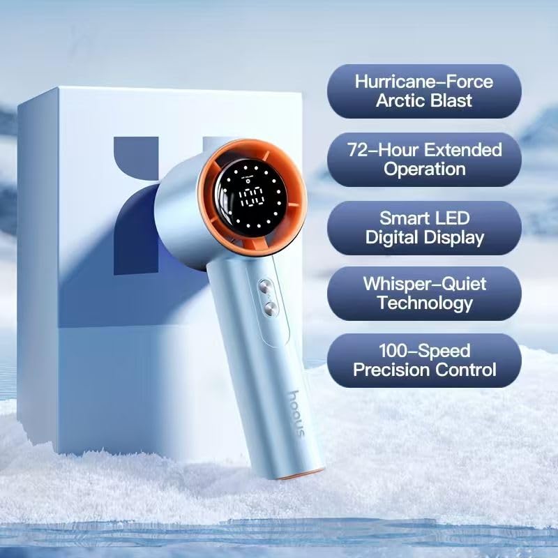 Portable Handheld Mini Fan - 3-Speed USB Rechargeable with LED Display