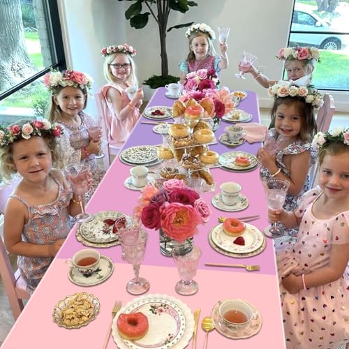 6 Pack Pastel Tablecloths for Rainbow Parties - 87x51"