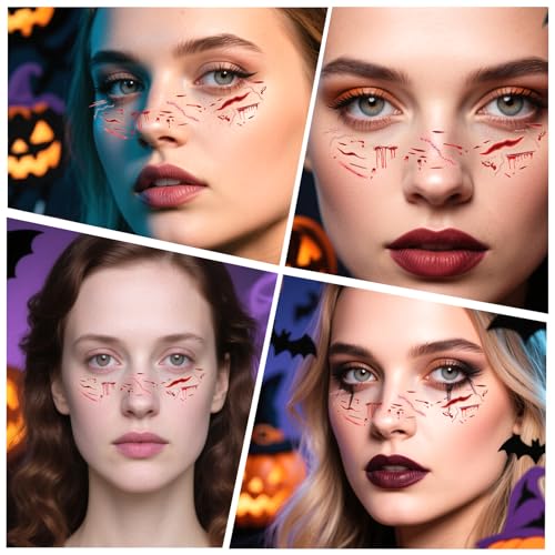 Sinbana Halloween Temporary Face & Arm Tattoos 6pcs Blood Drop Freckle Stickers
