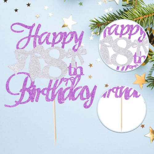 Bowknot Happy 8th Birthday Cake Topper - Girls' Party Decoration