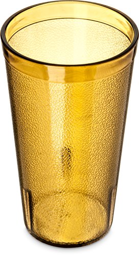 Carlisle Stackable Plastic Tumbler - 16 oz Amber, Pebbled Design
