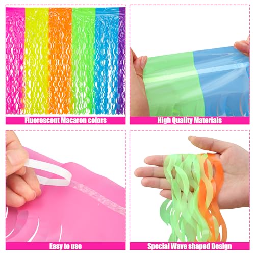 2 Pack Glow in the Dark Neon Tinsel Table Skirts - 108 x 29.5 Inch Party Decor