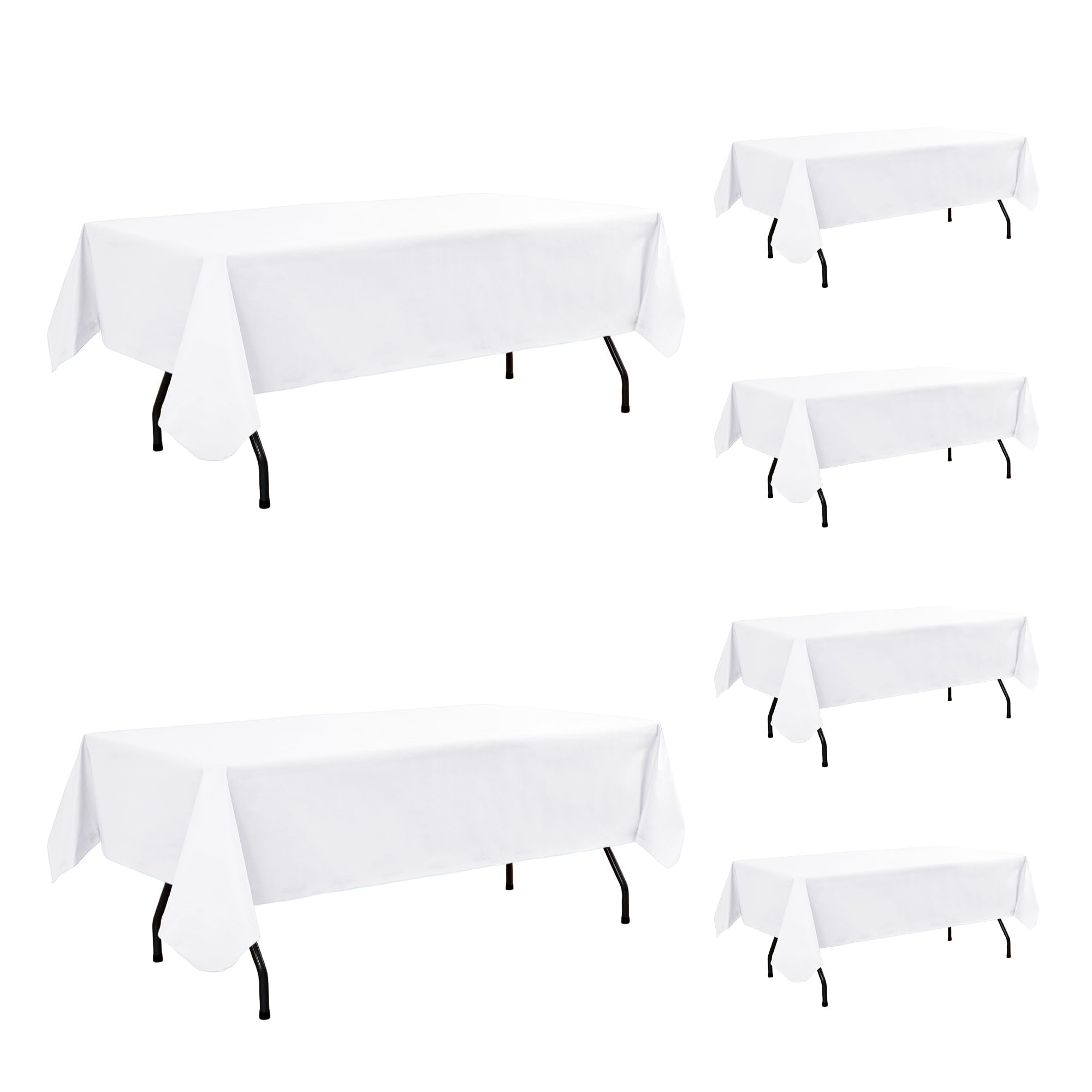 Enjoyidea Vinyl Tablecloth with Flannel Backing-6 Pack White 60x102 Inch Outdoor Waterproof Rectangle 6 Foot Plastic Table Cloths Sheets-Wipeable Heavy Duty Oilcloth for Picnic Party Camping Dining