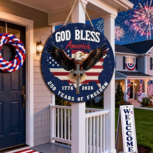 Patriotic 250th Anniversary Wooden Wreath - USA Decor for Door & Wall
