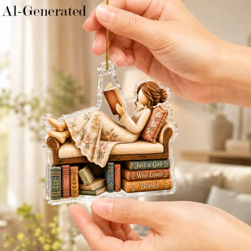 Just A Girl Who Loves Books Christmas Ornament - Decor-2