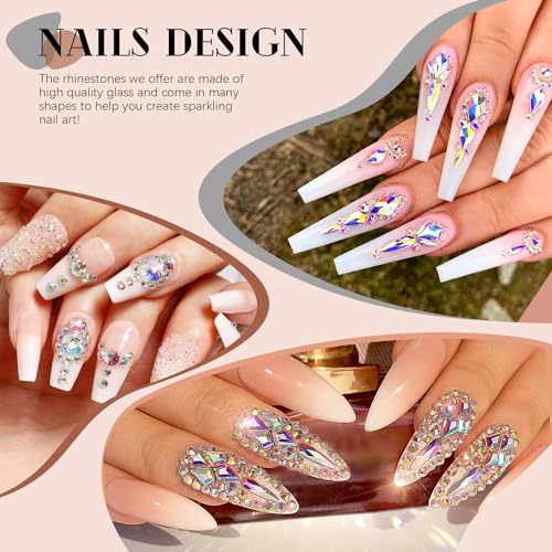BELLEBOOST 1680Pcs AB Glass Nail Rhinestones & Flatback Gems Kit