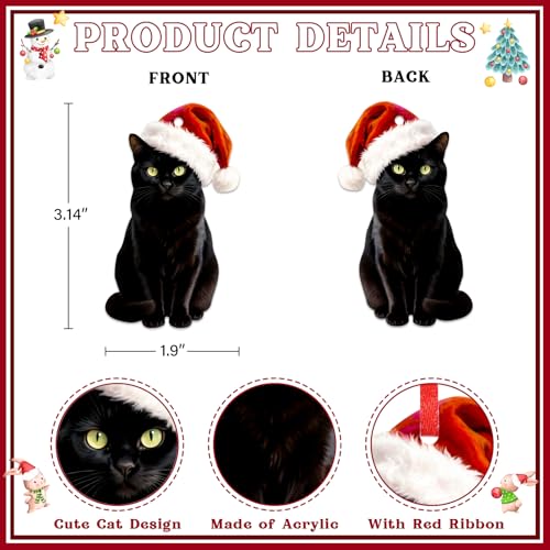 BIZIBAFF Black Cat Christmas Ornament - Acrylic 2D Lifelike Cat Decor B-blackcat