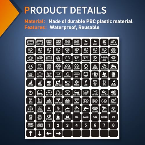 Nilight 120PCS Switch Panel Stickers for Cars & Boats - Durable Labels