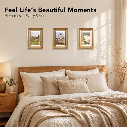 JCJMY 4x6 Vintage Gold Picture Frame Set with Mat - 2 Pack