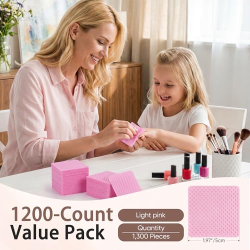 FEBABACI 1200 Pcs Lint-Free Nail Wipes - Acetone Remover & Gel Polish Pads