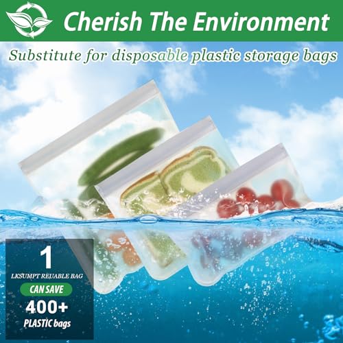 Reusable Freezer Bags - 10 Pack Leak-Proof Quart Storage Bags