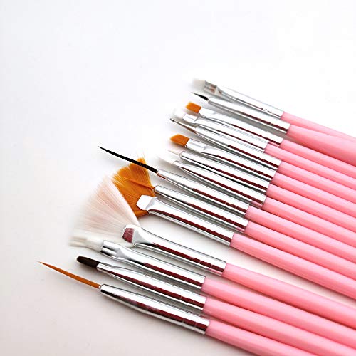 15-Piece Nail Art Brush and Dotting Tool Set for Manicure Design