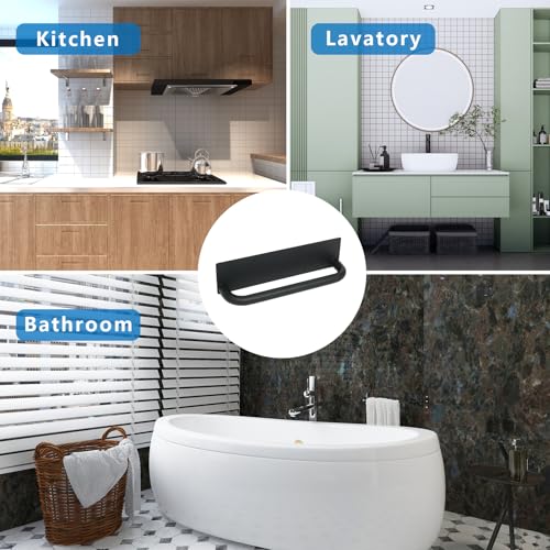 ICEICE 9-Inch Adhesive Towel Holder - Rustproof 304 Stainless Steel Black