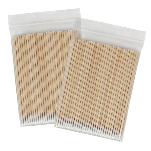 Eyxformula Pointed Cotton Swabs 200 Pcs - Precision Wooden Stick Buds for Makeup, Nails & Microblading