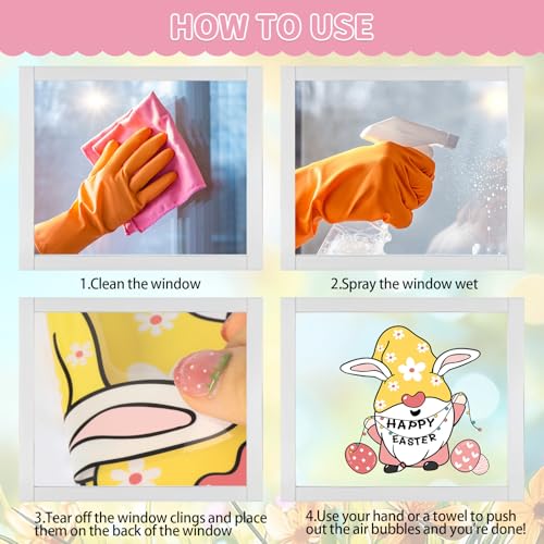 LeeLoon 124 PCS Easter Window Clings Double-Sided Spring Glass Stickers