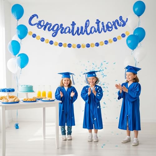 Blue Congratulations Banner No DIY Graduation Party Decor 2026 - Reusable Garland