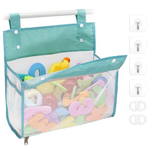 Muchfun Extra Large Bath Toy Organizer with Zipper & Hooks
