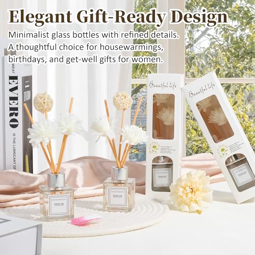 Minmex Jasmine Reed Diffuser Set - 2 Pack 1.7 fl oz Home Fragrance Oil