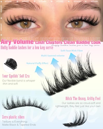 Wispy Lash Clusters 200Pcs Fluffy Individual Eyelash Extensions 10-16mm