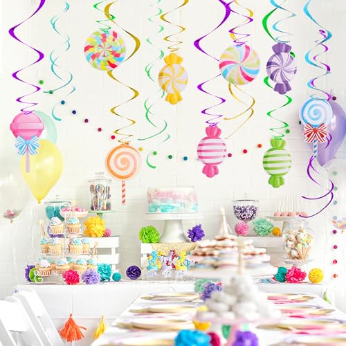 BEISHIDA 30-Piece Candyland Hanging Swirl Decorations - Candyland 2 Design