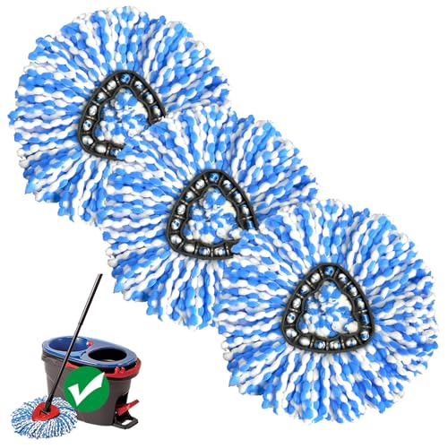 Nuorest Spin Mop Replacement Heads - 3 Pack for RinseClean 2-Tank System