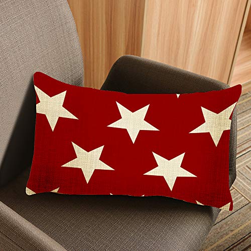 Red Stars Galaxy Throw Pillow Cover - 20x12 Inch Decorative Case
